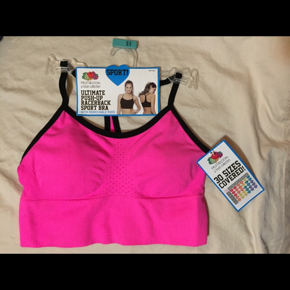 NWT Fruit of the Loom Racerback Push-Up Sports Bra